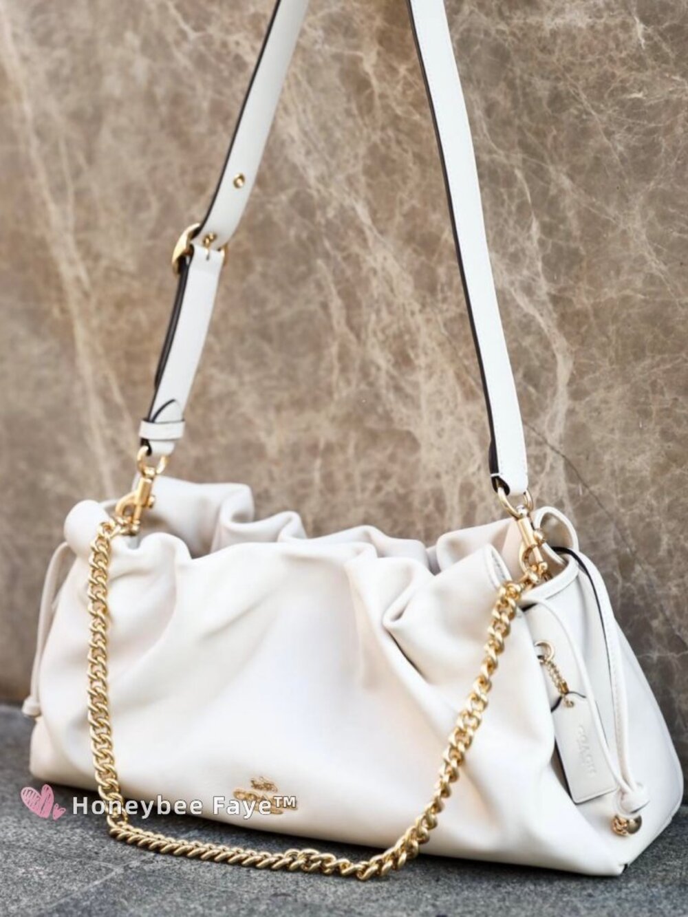 NWT Coach Faye Large Shoulder Bag CCE68 Gold/Chalk